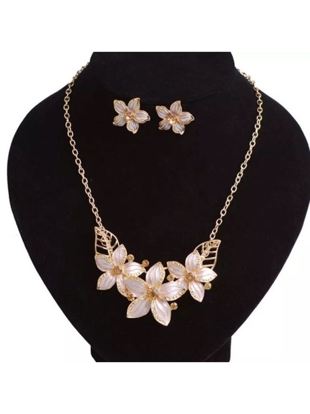 Crystal Flower Necklace & Earring Set